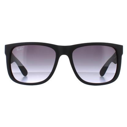 Black Rectangle Rubber Black Grey Gradient Sunglasses