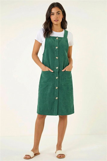 Corduroy Pinafore Midi Dress 14659334