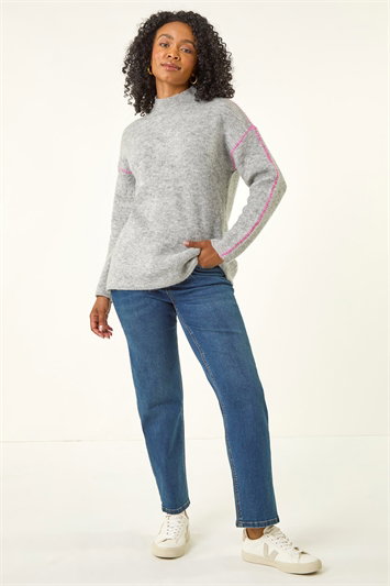 Petite Contrast Stitch Knit Jumper 16215236