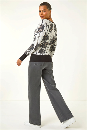 Floral Print V-Neck Knit Jumper 16206538