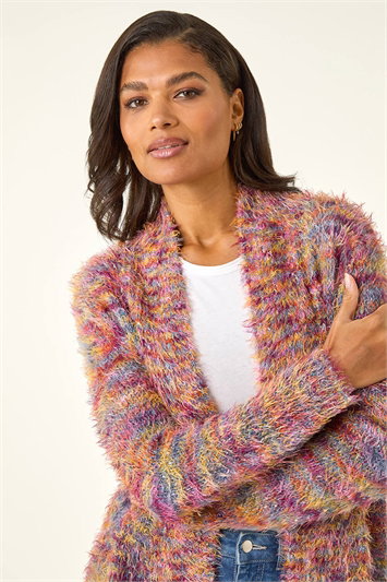 Multi Fluffy Longline Cosy Cardigan