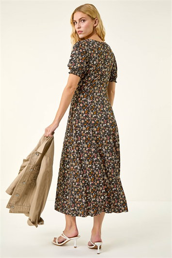 Floral Ruched Midi Dress 14824872