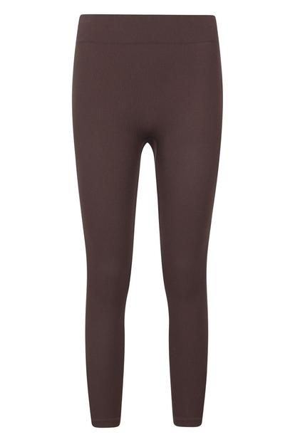 Black Carmel Ribbed Seamless Thermal Bottoms