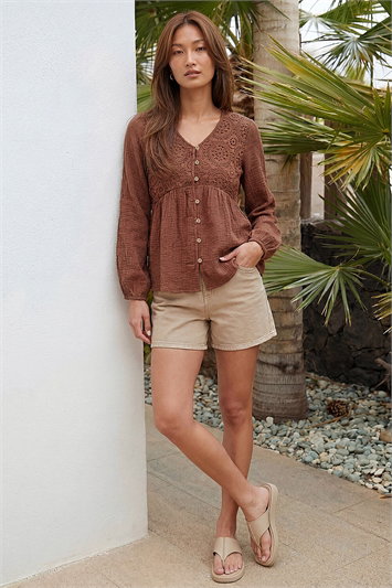 Crochet Button Up Blouse 10230819