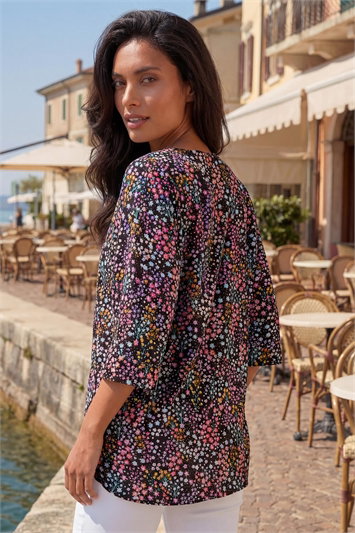 Ditsy Floral V-Neck Kimono Top 20230808