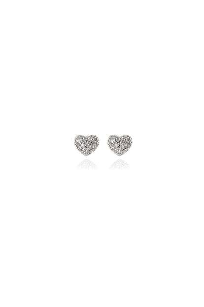 Metallic Cachet London Pom Pom Silver Heart Earrings