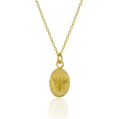 Metallic Sterling Silver Bee Chain Pendant Necklace