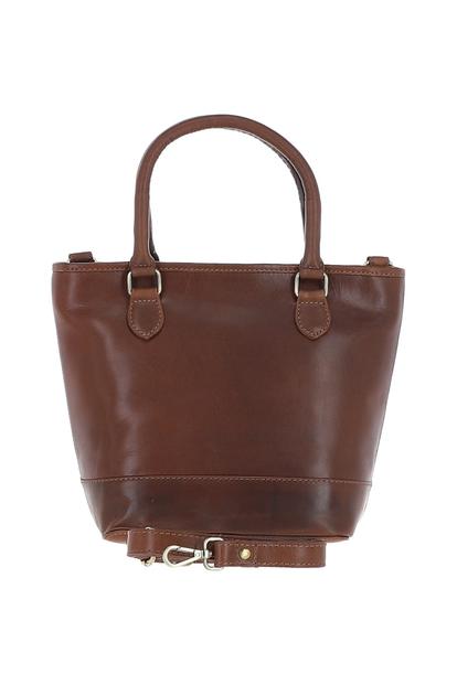 Black Small Real Leather Bucket Bag