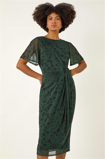 Animal Print Twist Front Stretch Dress 14795440