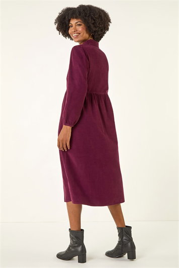 Corduroy Zip Detail Midi Dress 14799675