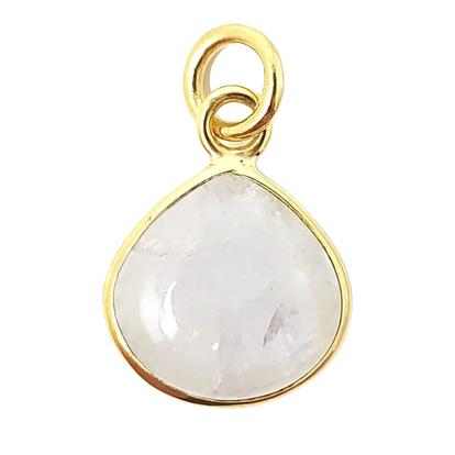 Metallic Gold Vermeil Round Moonstone June Birthstone Bezel Pendant