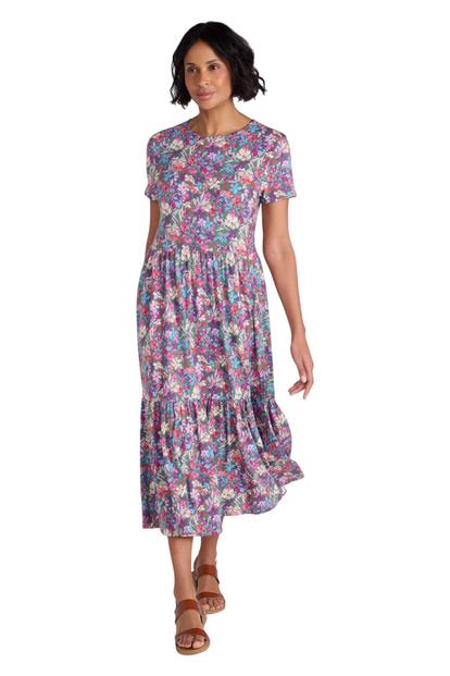 Multi Sardinia Floral Uv Tiered Dress