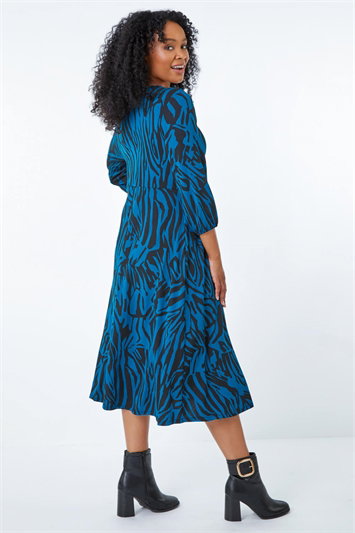 Petite Zebra Print Stretch Midi Dress 14354391