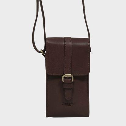 Purple 'Petra' Polished Vt Real Leather Mobile Phone Crossbody Bag