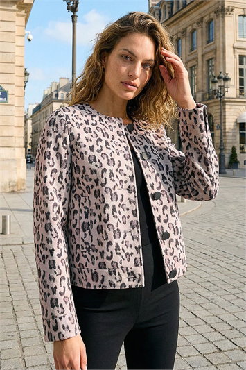 Animal Print Buttoned Jacket 15050662