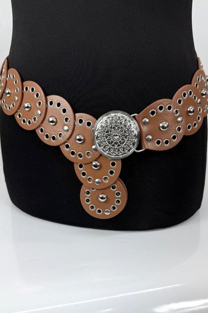 Brown Wide Eyelet Disc Belt