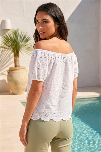 Floral Embroidered Bardot Top 20253138