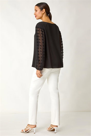 Dobby Sleeve Tie Neck Top 20190008