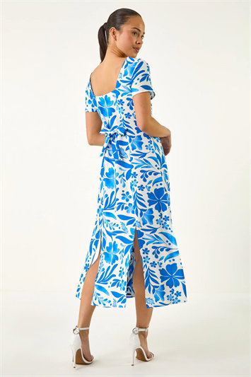 Petite Floral Button Front Midi Dress 14889809