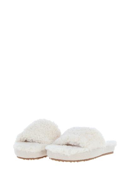 Cream Curly Wool Sheepskin Slippers