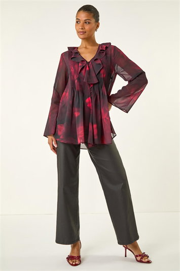 Printed Frill Front Blouse 10215778