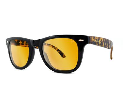 Multi Ruby Rocks Agent Wayfarer Style Folding Black And Tortoiseshell Sunglasses