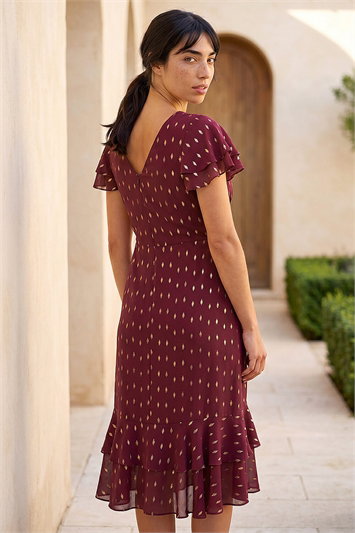 Petite Foil Frill Dress 14950195