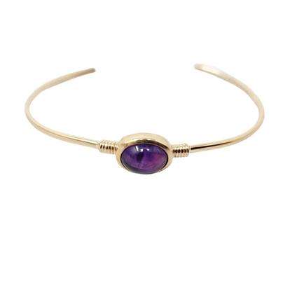Metallic 18Ct Gold Plated Purple Amethyst Bangle