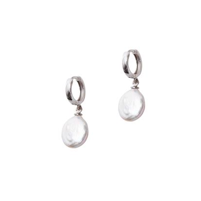 Metallic Treated Freshwater Cultured Baroque Pearl Hoop Earrings
