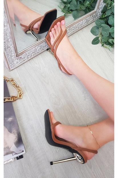 Black Lucinda Faux Leather Strappy High Heels