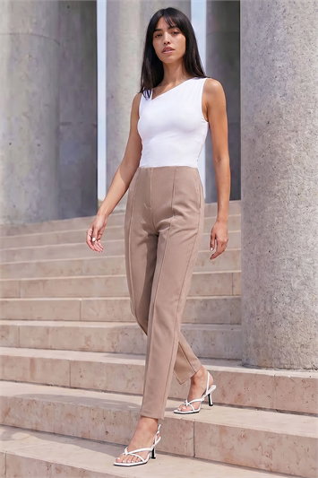 White Petite Premium Stretch Twill Trouser