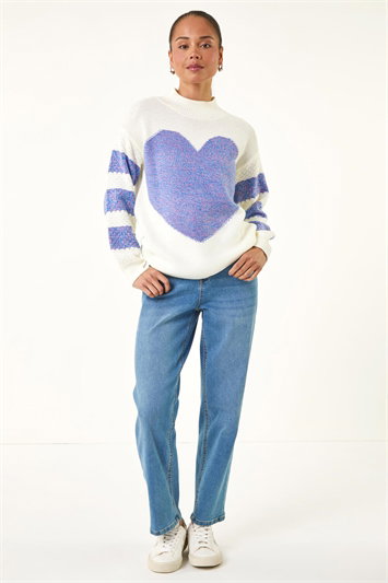 Petite Colour Block Heart Knit Jumper 16238009