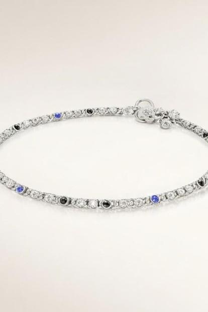 Metallic Silver Plated Link Chain Braid Evil Eye Payal Anklet