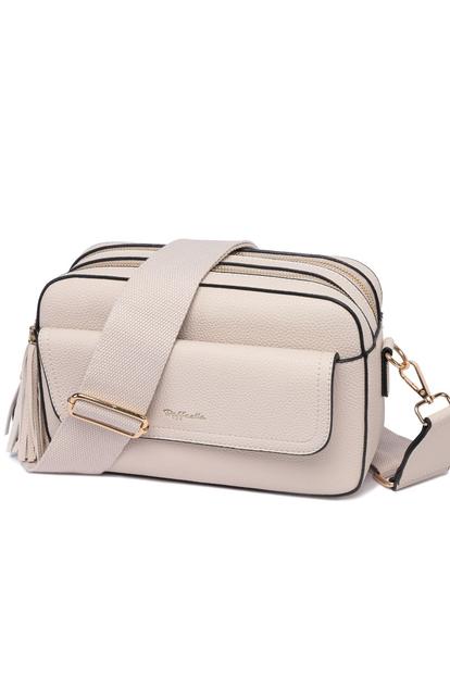 White Cross Body Front Pocket Camera Bag