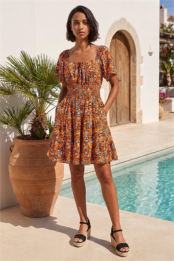 Dusk Floral Print Shirred Skort Dress 14913164