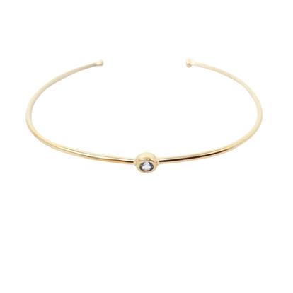 Metallic 18Ct Gold Plated Blue Topaz Gem Bangle