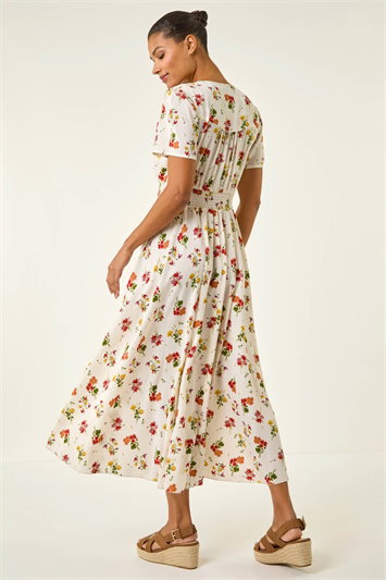 Floral Print Buttoned Midi Dress 14837438