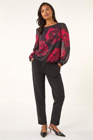 Floral Print Sequin Top 20233578