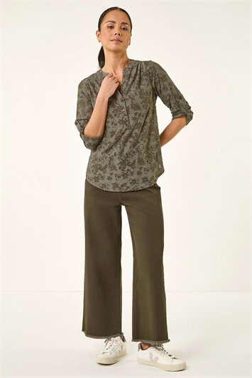 Petite Burnout Print Button Shirt 19466540
