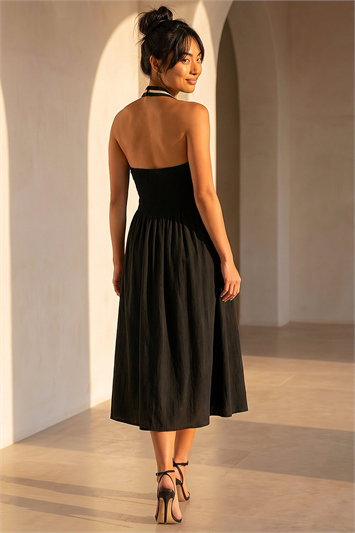 Petite Halter Neck Linen Blend Dress 14881108