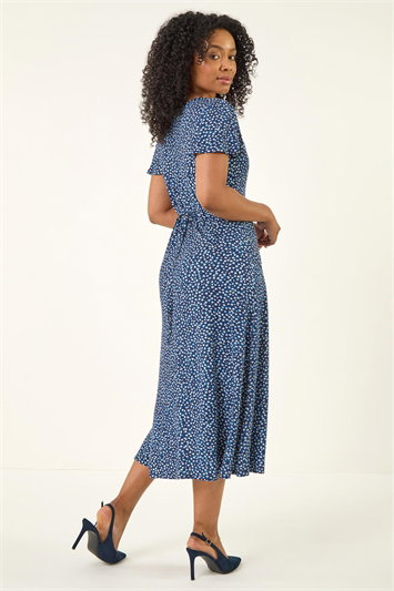 Petite Floral Print V-Neck Midi Dress 14915660