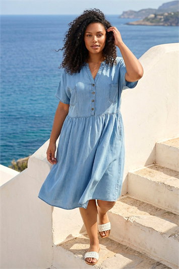 Curve Buttoned Shirt Dress 14837909