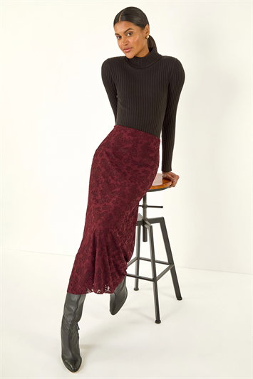 Floral Textured A-Line Skirt 17072215