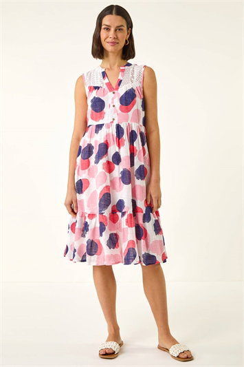 Spot Trim Smock Dress 14833672