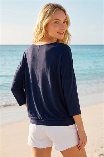 Bubble Hem V-Neck Top 19461860