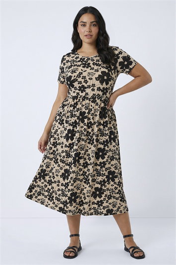 Curve Floral Print Pocket Midi Dress 14902788