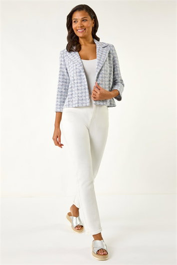 Textured Check Print Collar & Revere Blazer 15039448