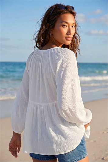 Shirred V-Neck Top 20194938