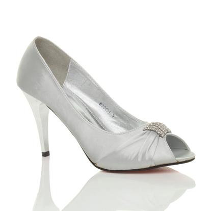 Metallic High Heel Peep Toe Court Shoes