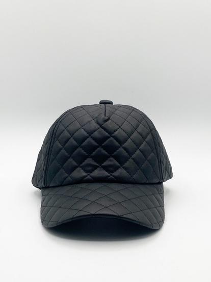 Black Black Quilted Cap